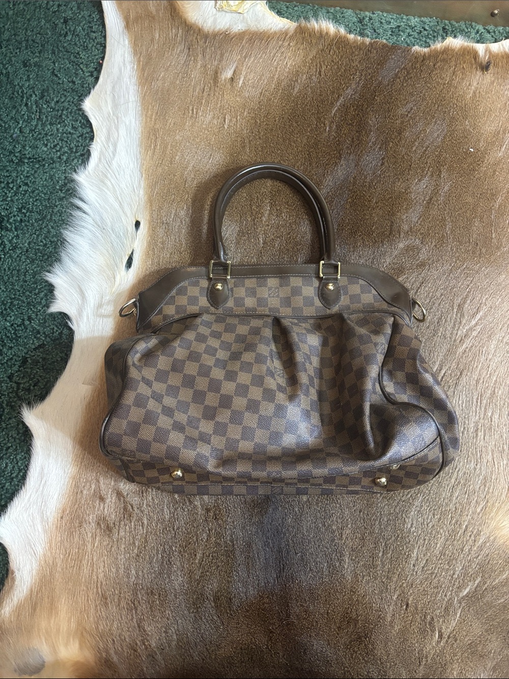 Large leather checkered gm sized bag - Picture 2 of 14